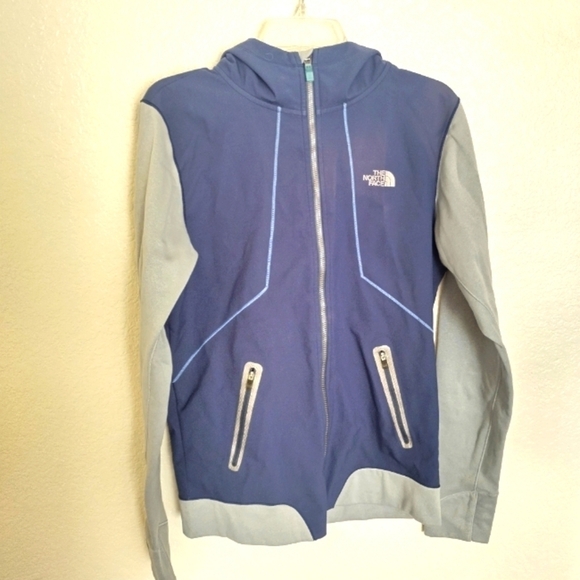 The North Face kilowatt Blue Gray Hooded Zip Up Coat Jacket sz S - Picture 1 of 9